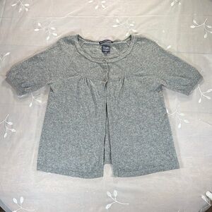 Y2K Twik Tulle Gray Short Sleeve Button-Front Cardigan Woman M 100% Cashmere